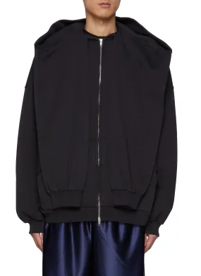 -----------BALENCIAGA ---- ------------ ----Draped Zip Up Cotton Hoodie --