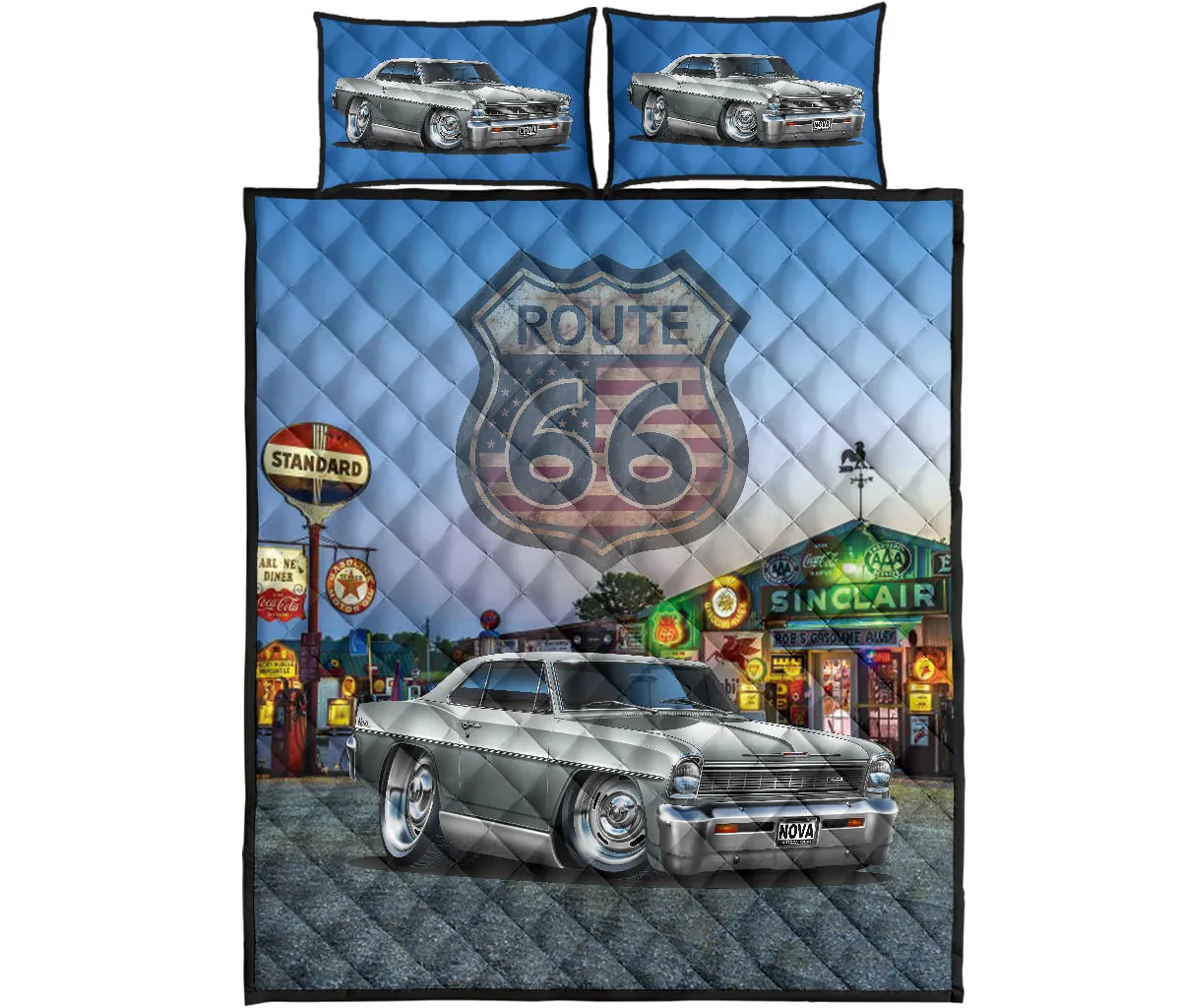 1966 Chevy Nova Route 66 Quilt Set