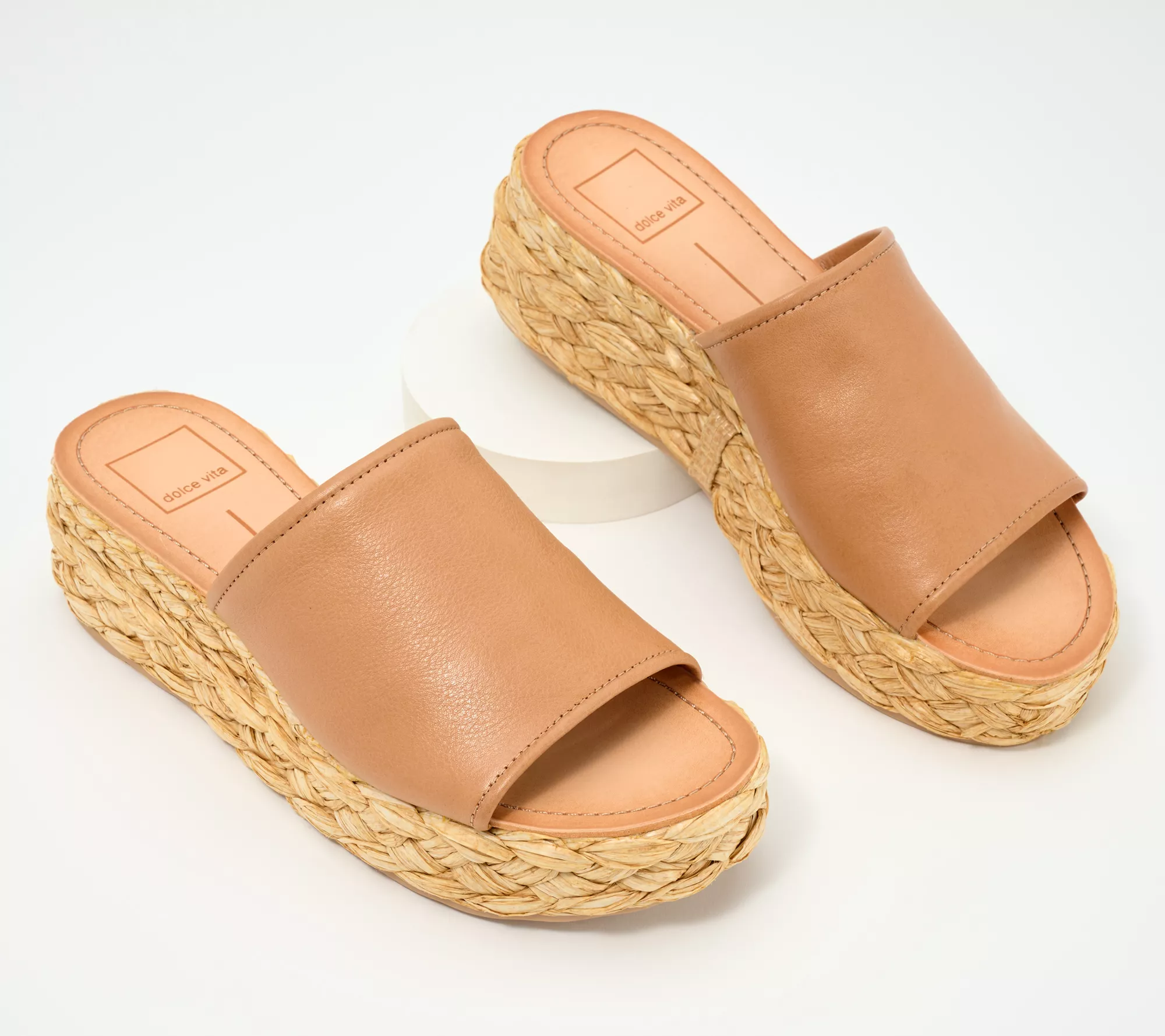 "As Is" Dolce Vita Raffia Bottom Slide Sandals- Pablos