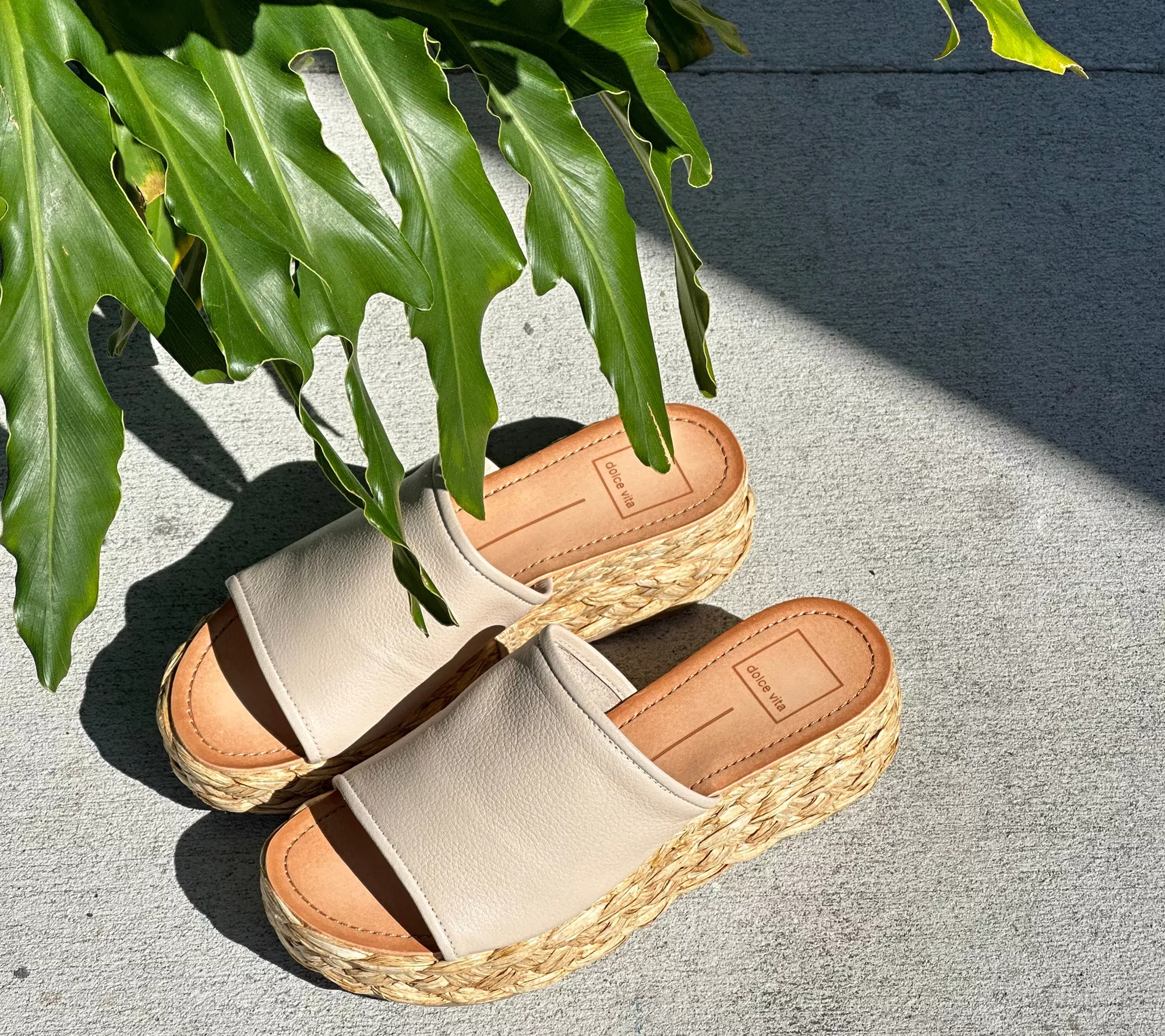 "As Is" Dolce Vita Raffia Bottom Slide Sandals- Pablos