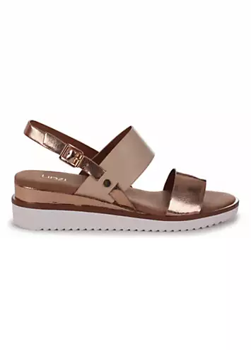 Adriana White & Rose Gold Wedged Sandals by Linzi | Look Again