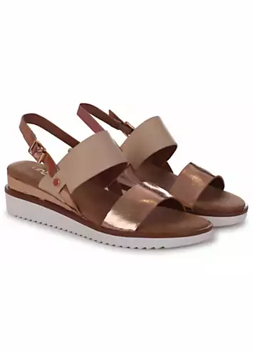 Adriana White & Rose Gold Wedged Sandals by Linzi | Look Again