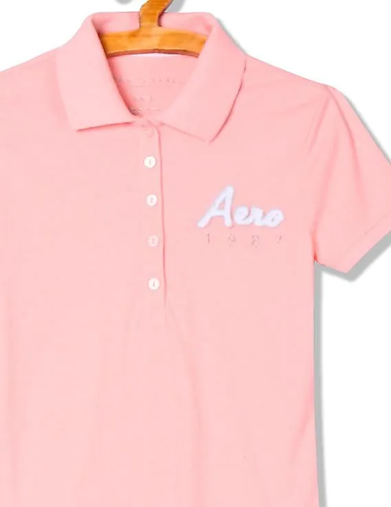 Aeropostale Solid Short Sleeve Polo Shirt