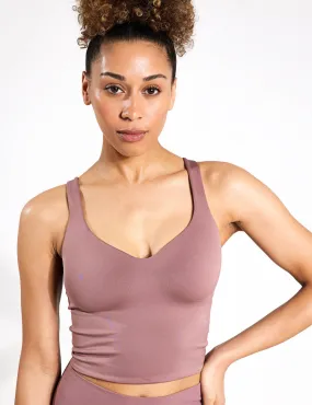 Alate Bra Tank - Smokey Mauve/White