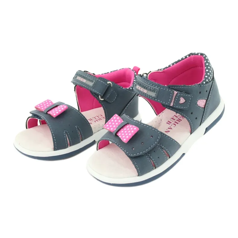 American Club Sandals girls' bow American DR20 / 20 denim blue