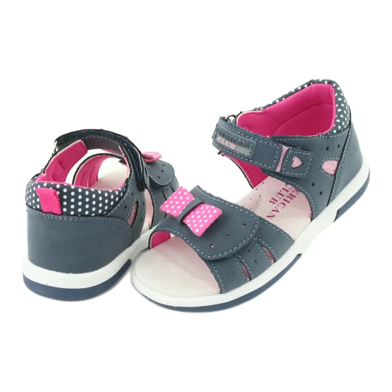 American Club Sandals girls' bow American DR20 / 20 denim blue