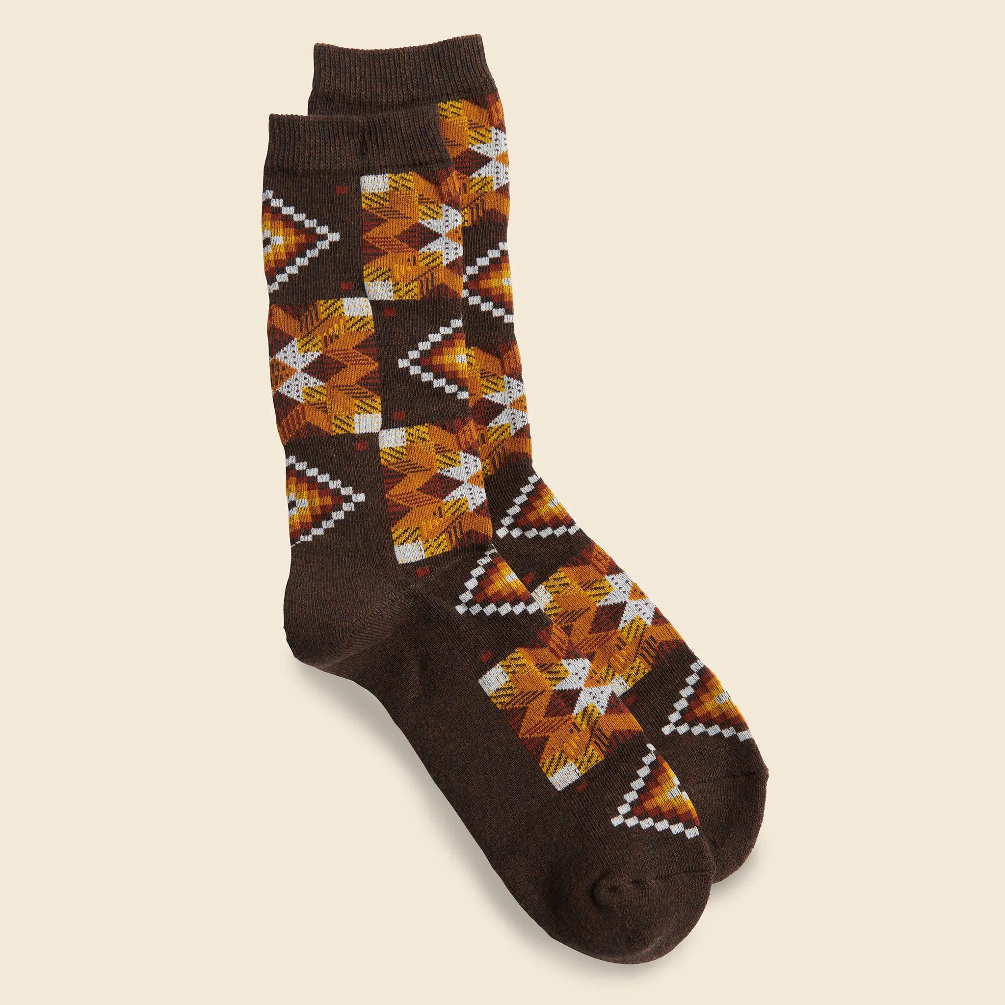 American Quilt Crew Sock - Dark Brown