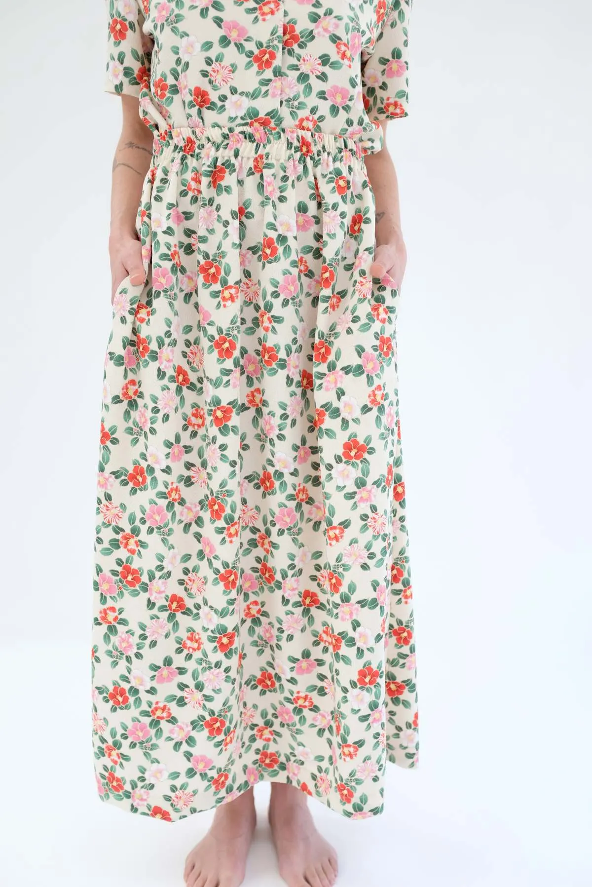 Basic Skirt - Ivory Floral