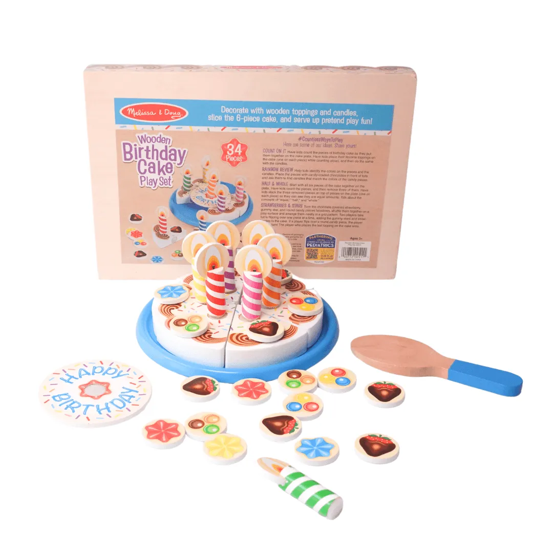 Birthday Cake Mix-n-Match Toppings and 6 Candles wooden