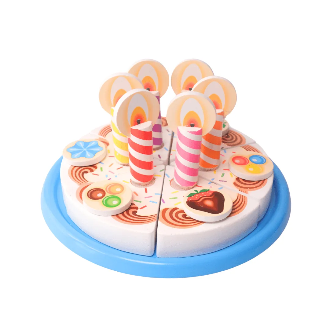 Birthday Cake Mix-n-Match Toppings and 6 Candles wooden