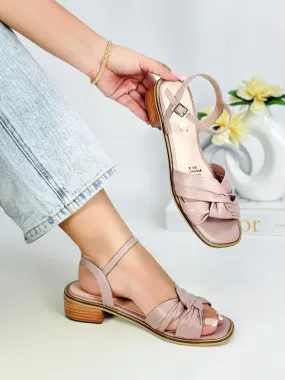 Blush Leather Knot Sandals