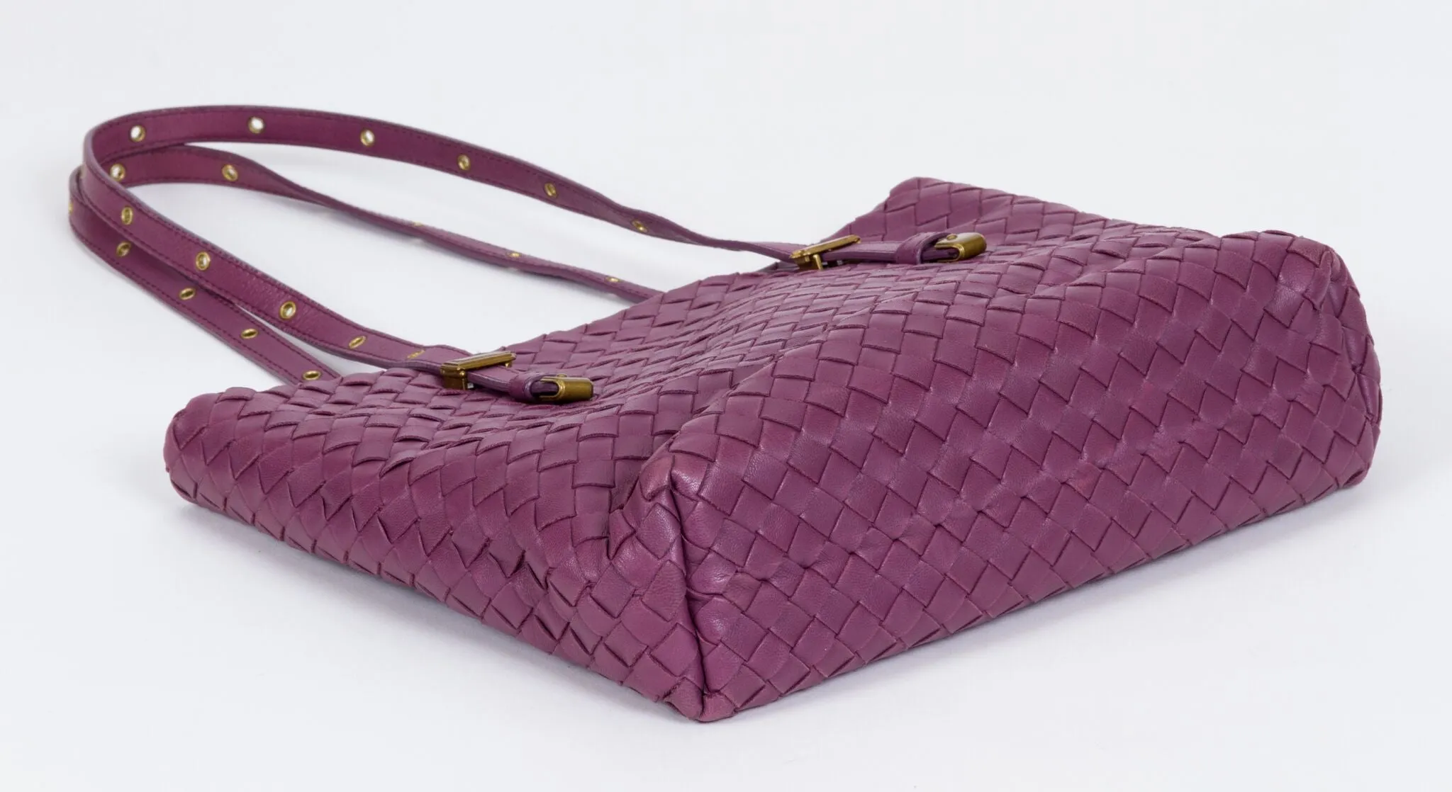 Bottega Veneta Purple Woven Medium Tote