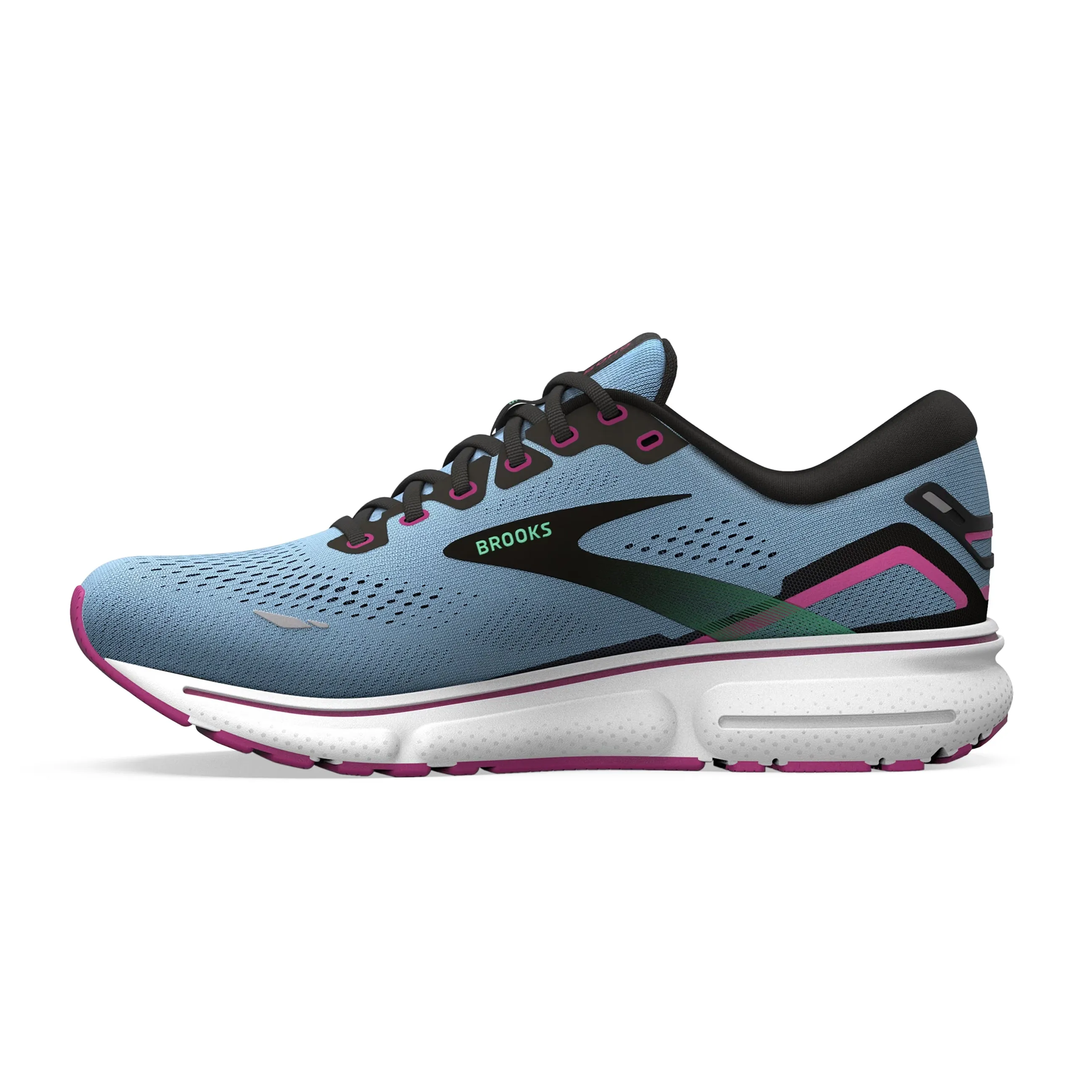 Brooks Women's Ghost 15 Running Shoes Blue Bell / Black / Pink