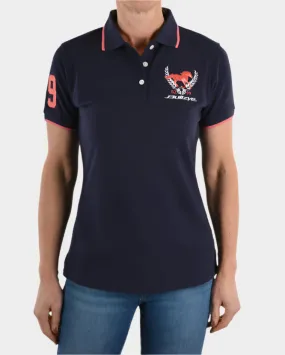 Bullzye Women's Heritage Polo (Navy/Coral)