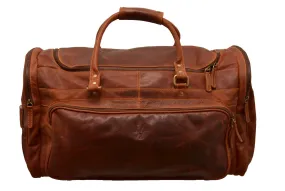 Cognac cowhide leather travel bag mb-194-r