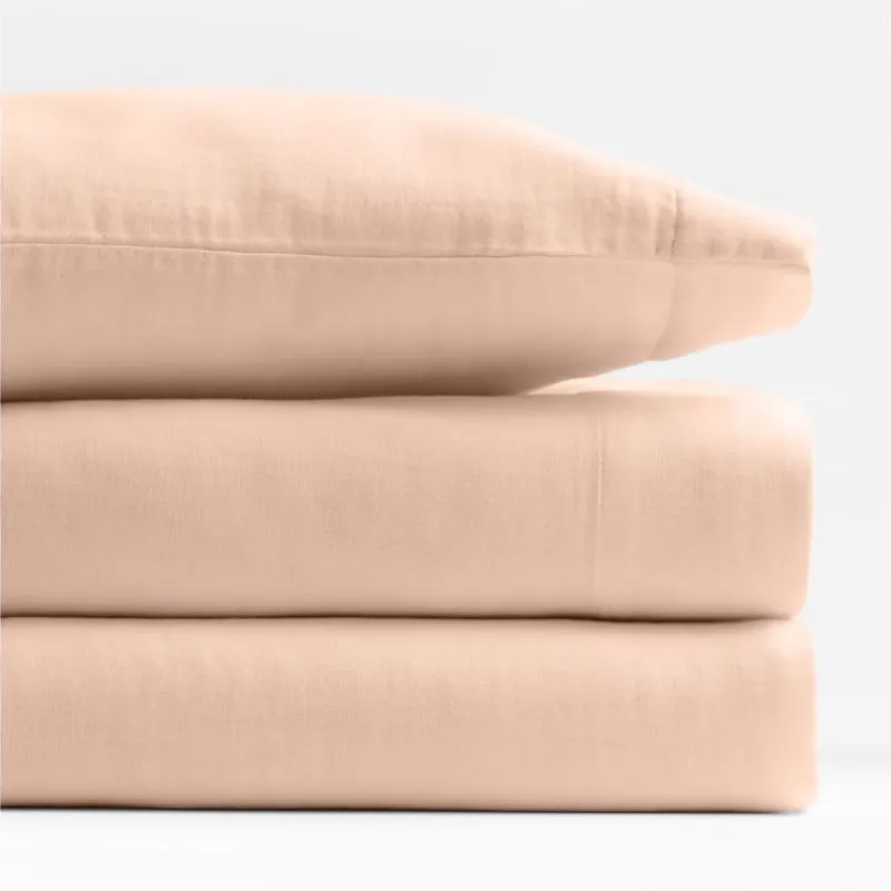 Crate&Barrel Supersoft Elegant Pink Organic Cotton Gauze Toddler Sheet Set