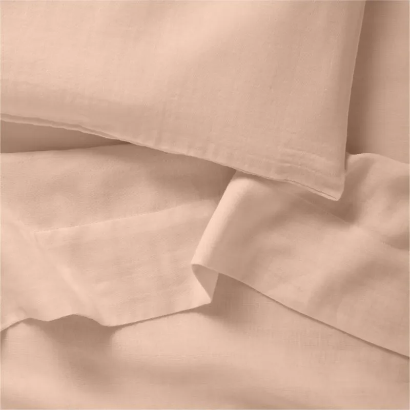 Crate&Barrel Supersoft Elegant Pink Organic Cotton Gauze Toddler Sheet Set