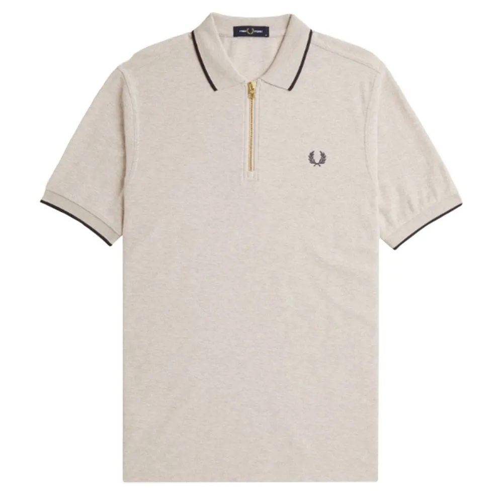 Crepe Pique Zip Neck Polo Shirt