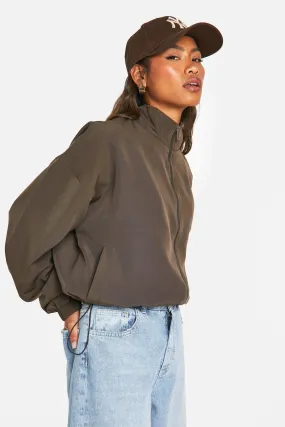 Cropped Funnel Neck Bomber Jacket