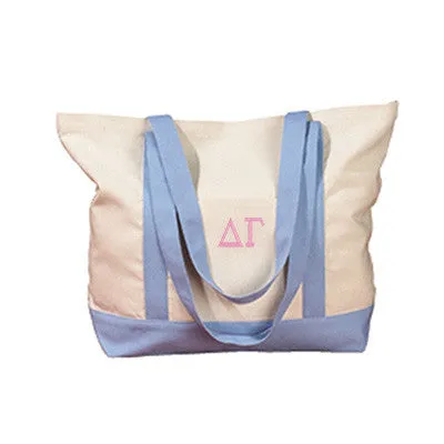 Delta Gamma Canvas Boat Tote, 1-Color Greek Letters - BE004 - EMB