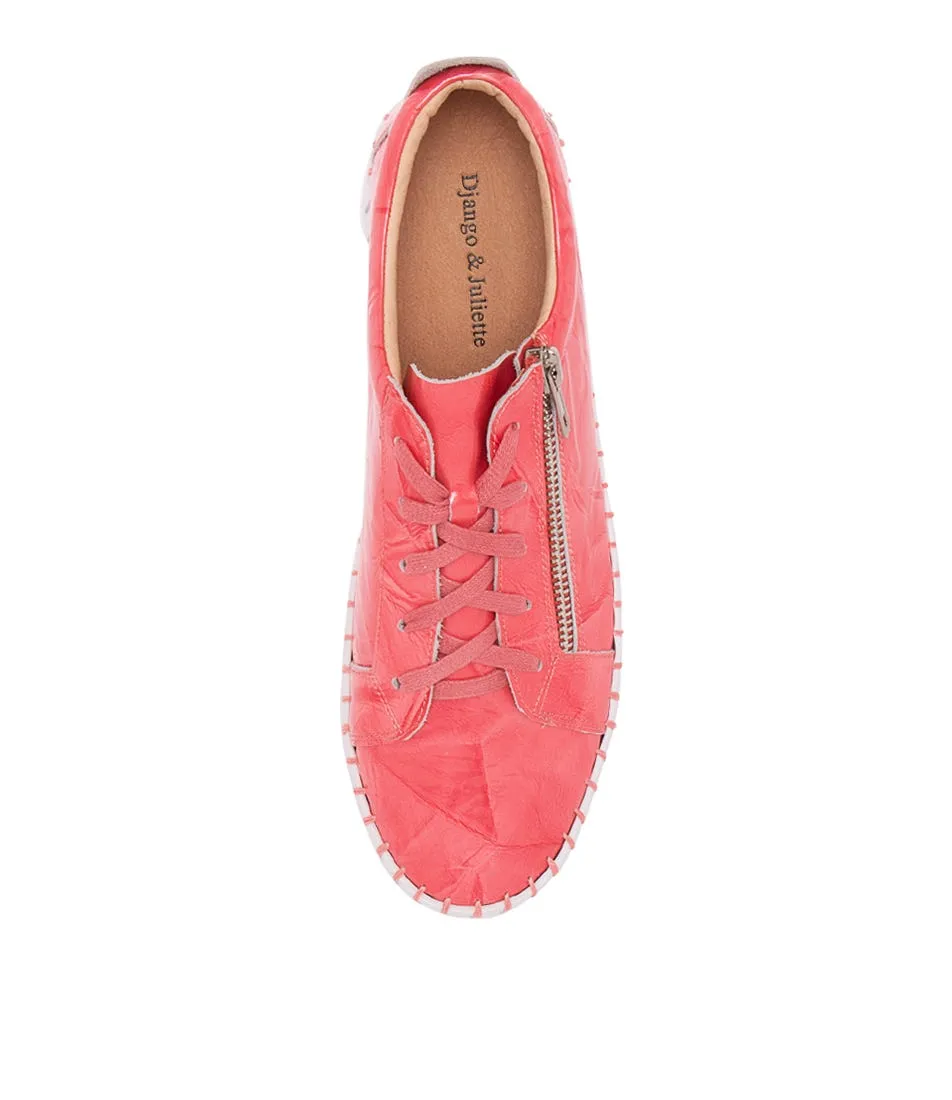 DJANGO & JULIETTE Bump Coral Shrunken Patent Sneakers Ws