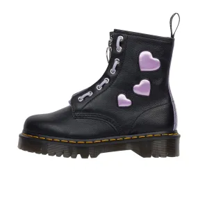 Dr Martens Womens 1460 Zip Heart Virginia Black/Frosted Lavender