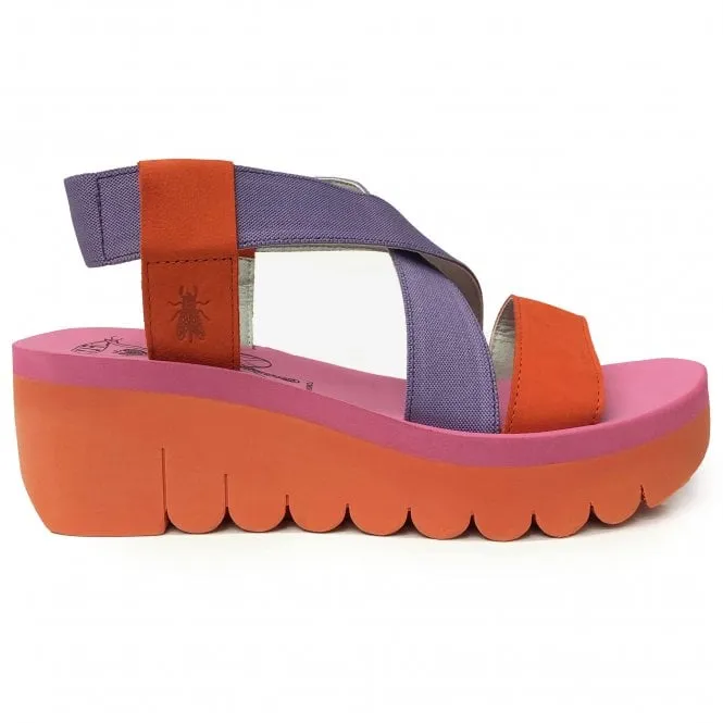 Fly London  Womens YABI 922 Orange/Viola Leather Sandals P144922007