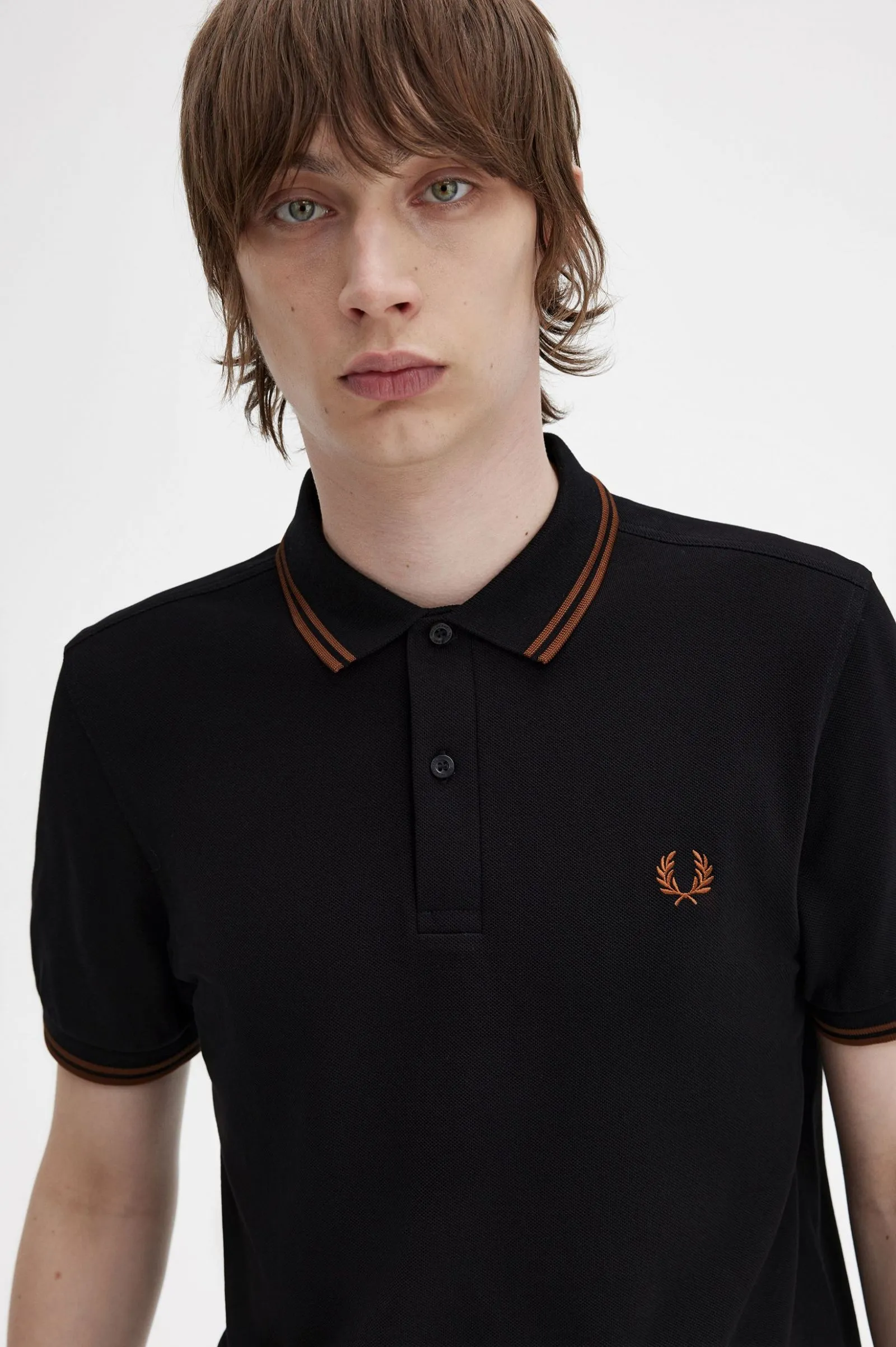 Fred Perry Polo Black / Whiskey Brown