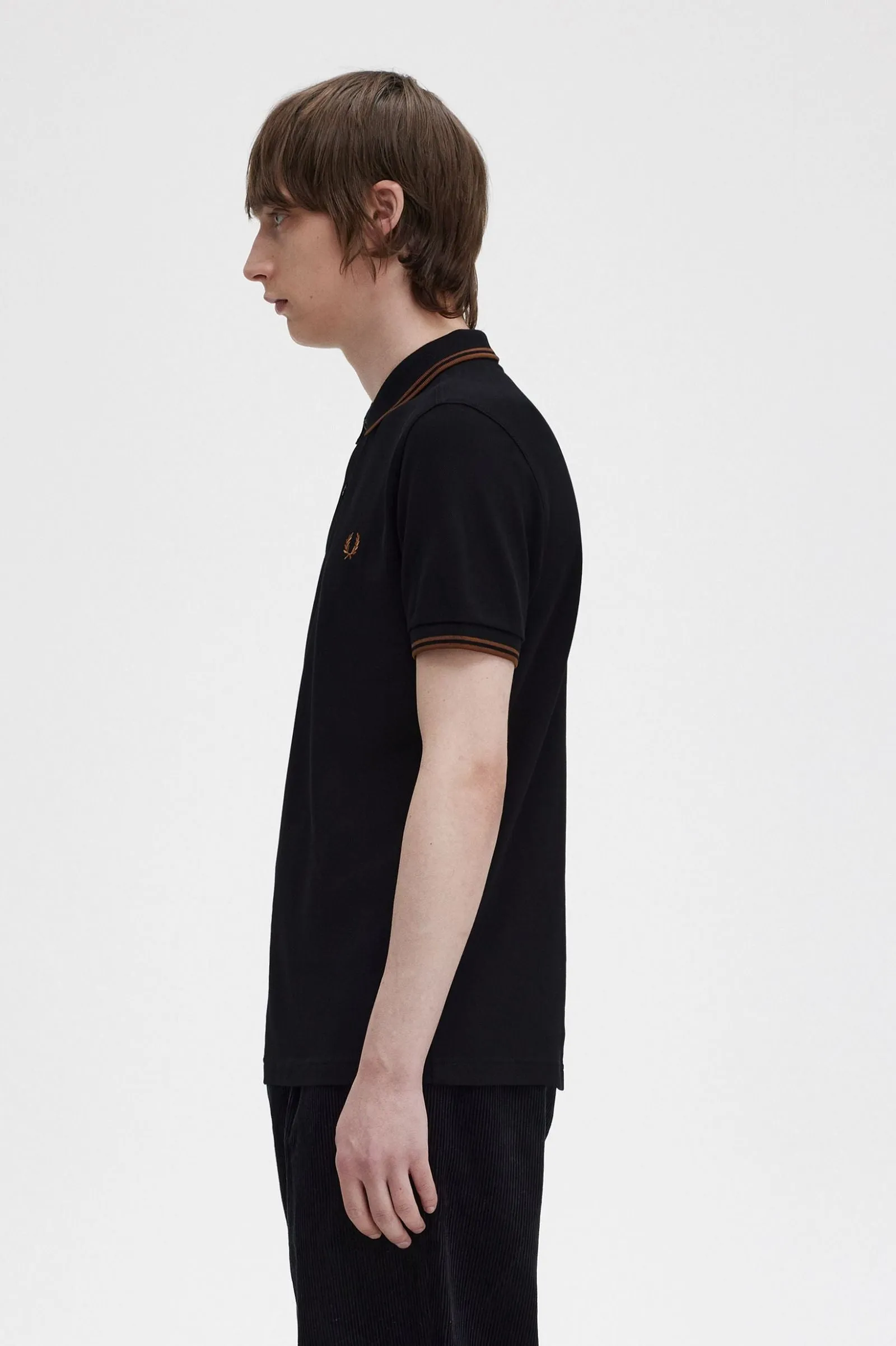 Fred Perry Polo Black / Whiskey Brown