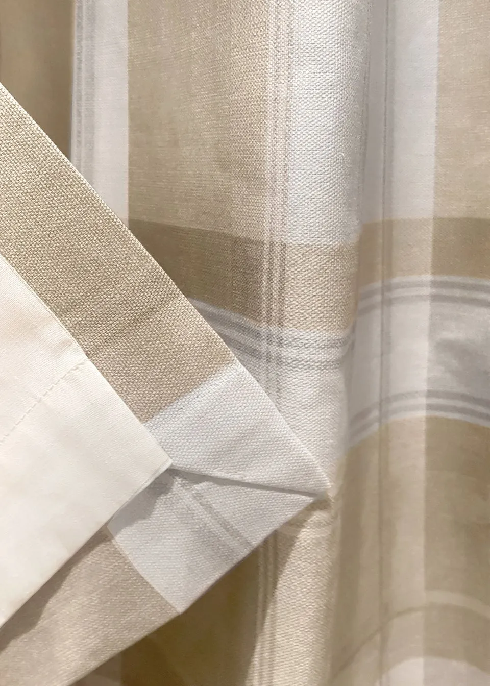 Fusion Balmoral Check Natural Eyelet Curtains