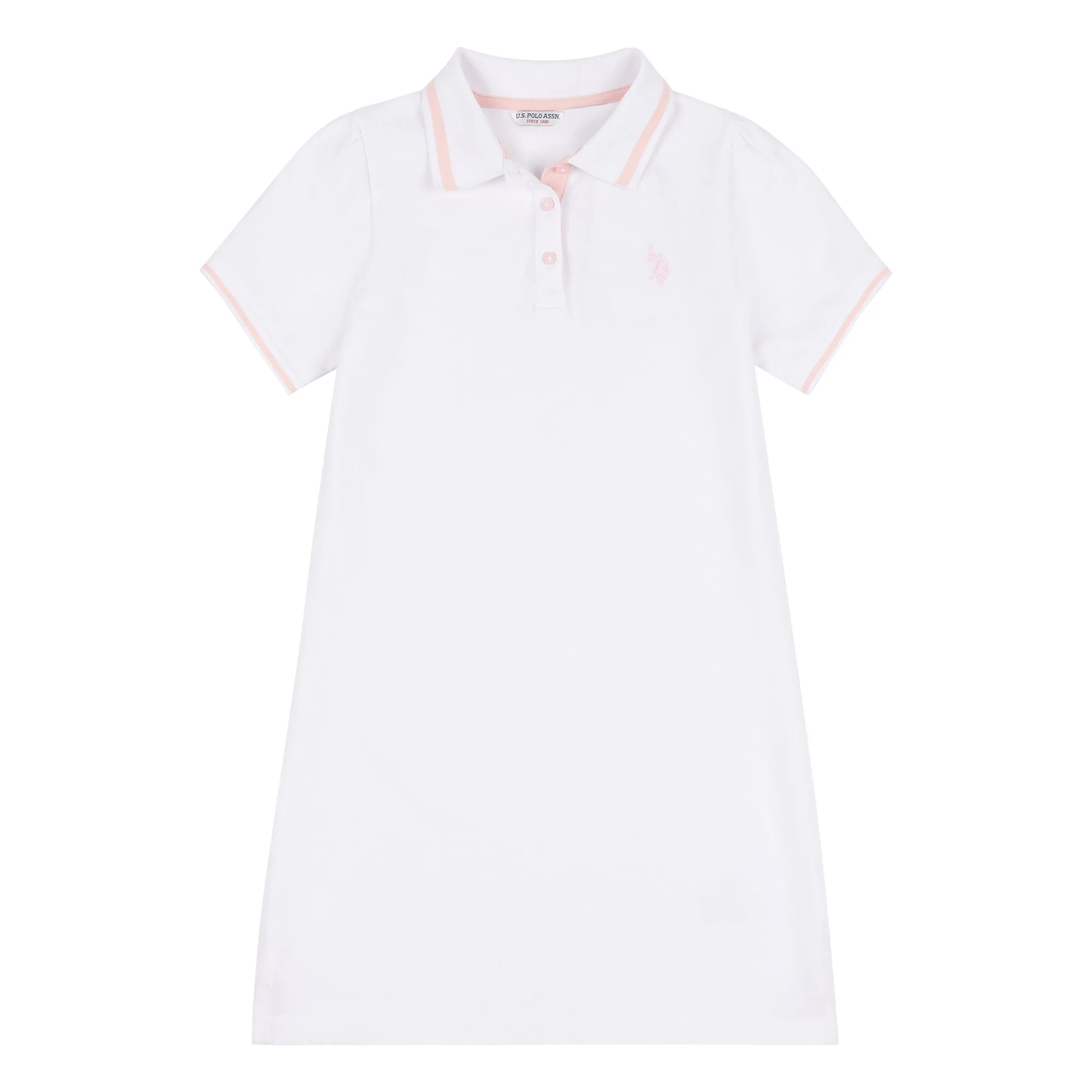 Girls Polo Dress in Bright White