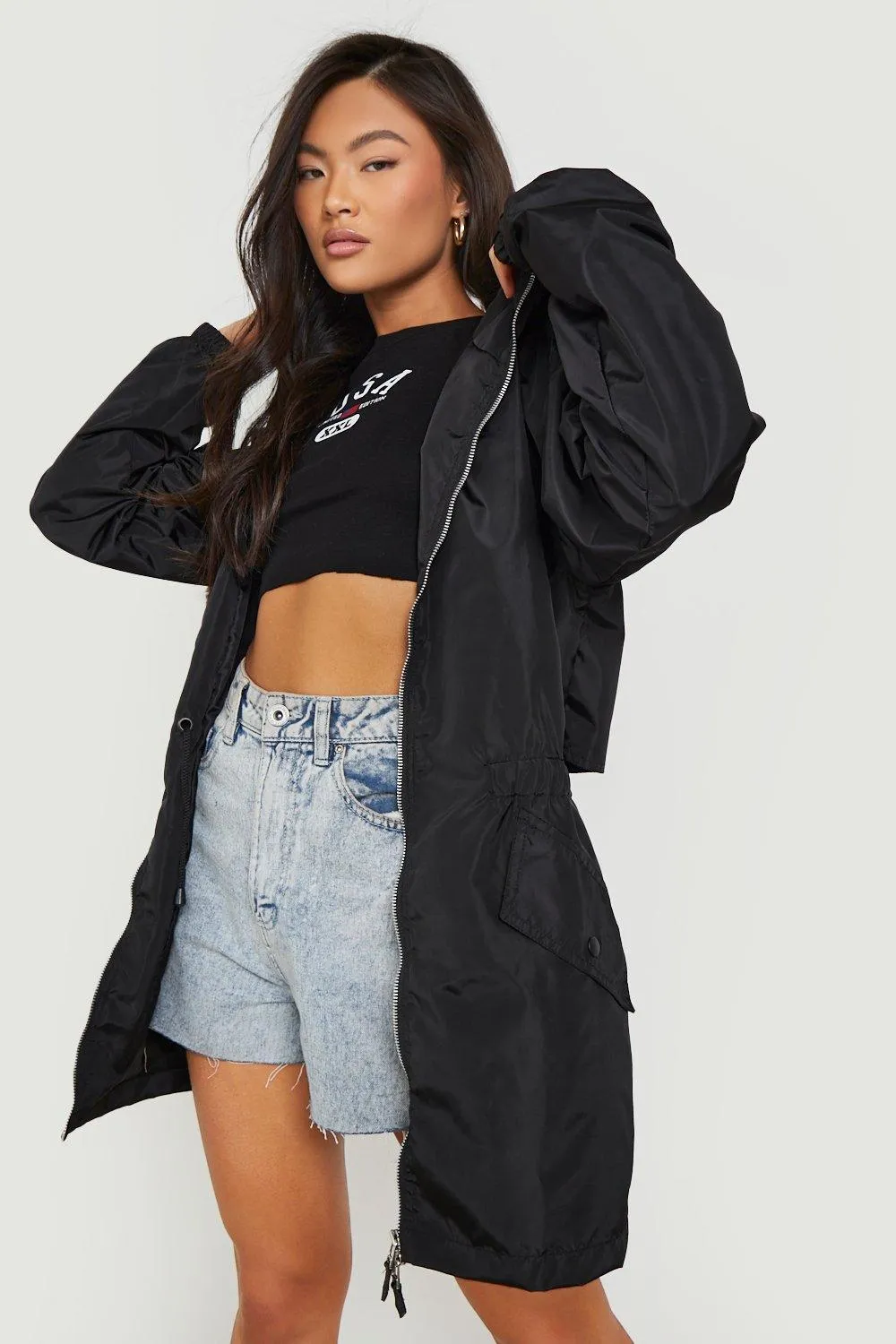 Hooded Synch Waist Windbreaker