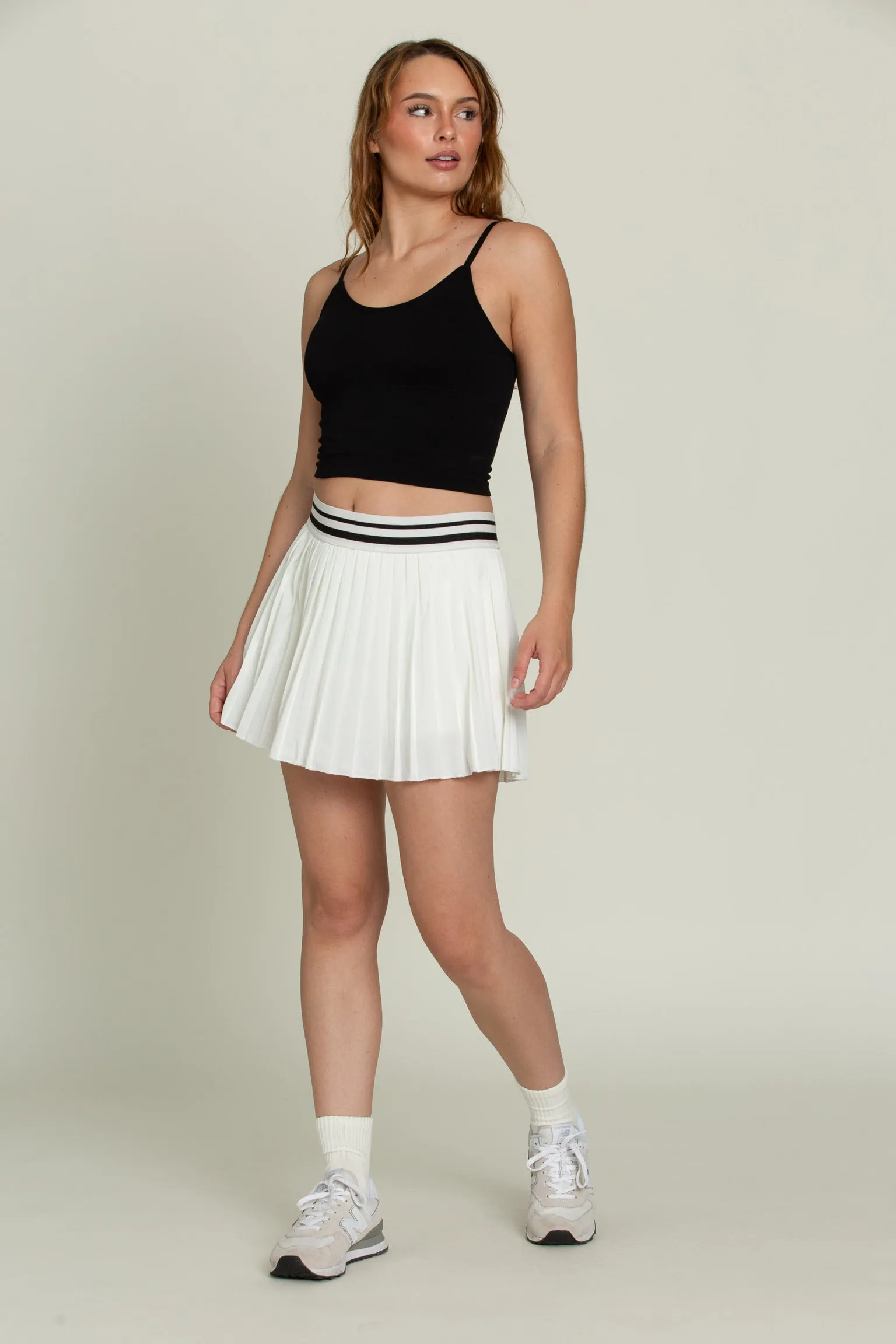 Ivory Striped Tennis Skirt