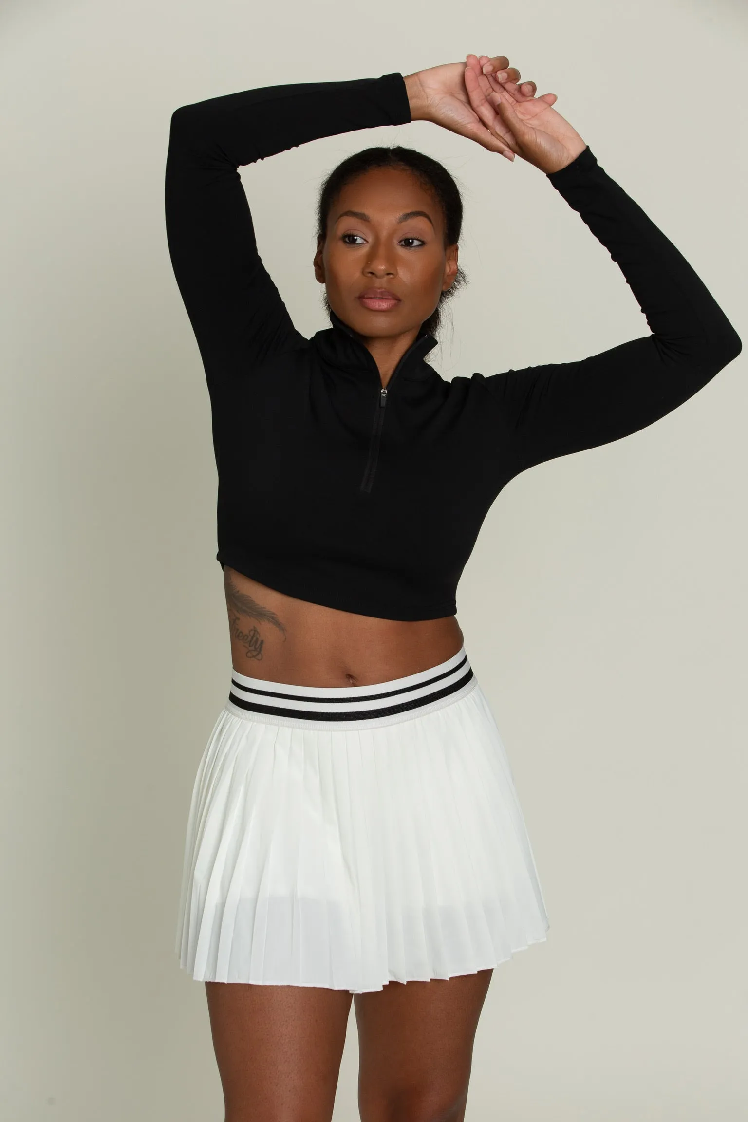 Ivory Striped Tennis Skirt