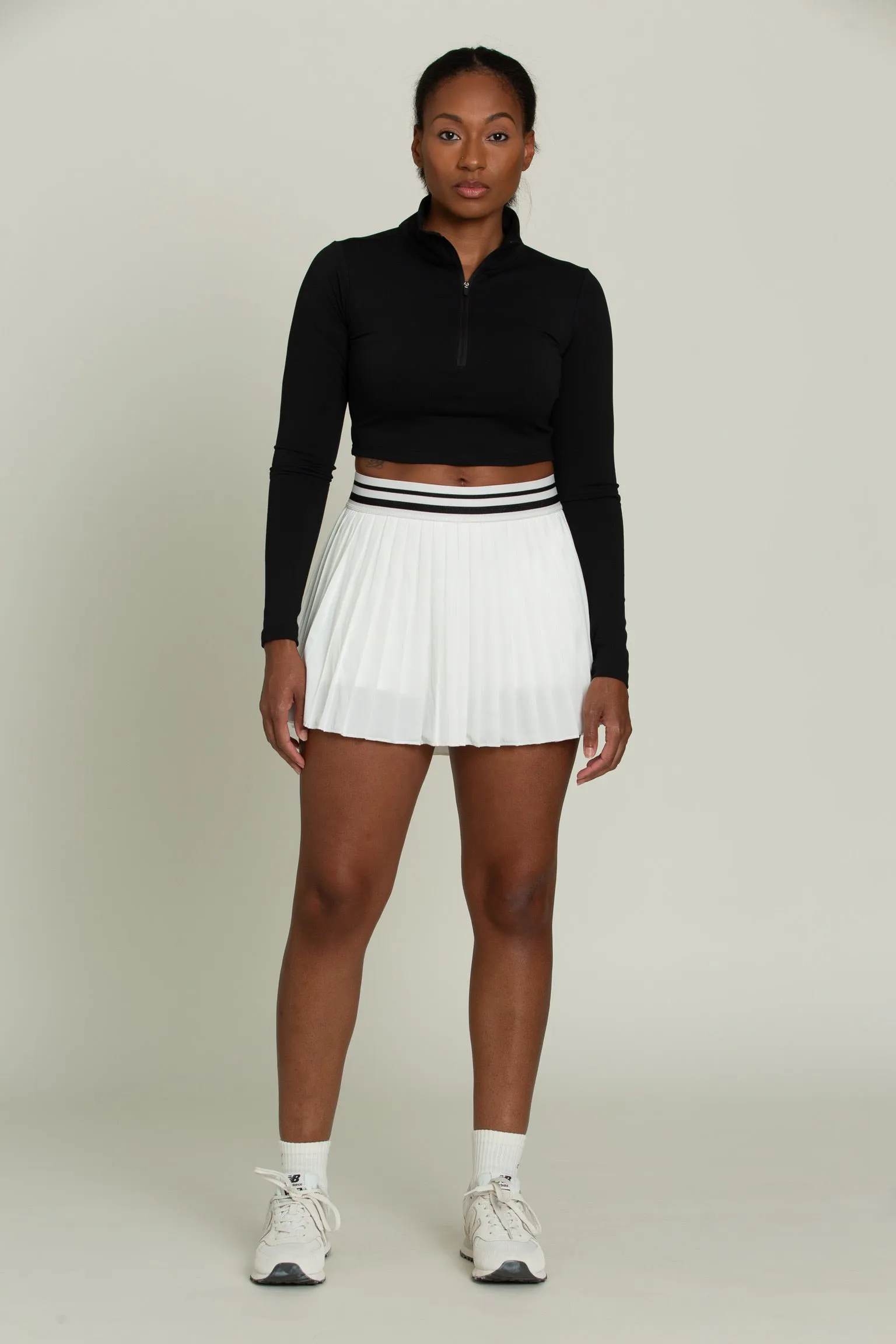 Ivory Striped Tennis Skirt