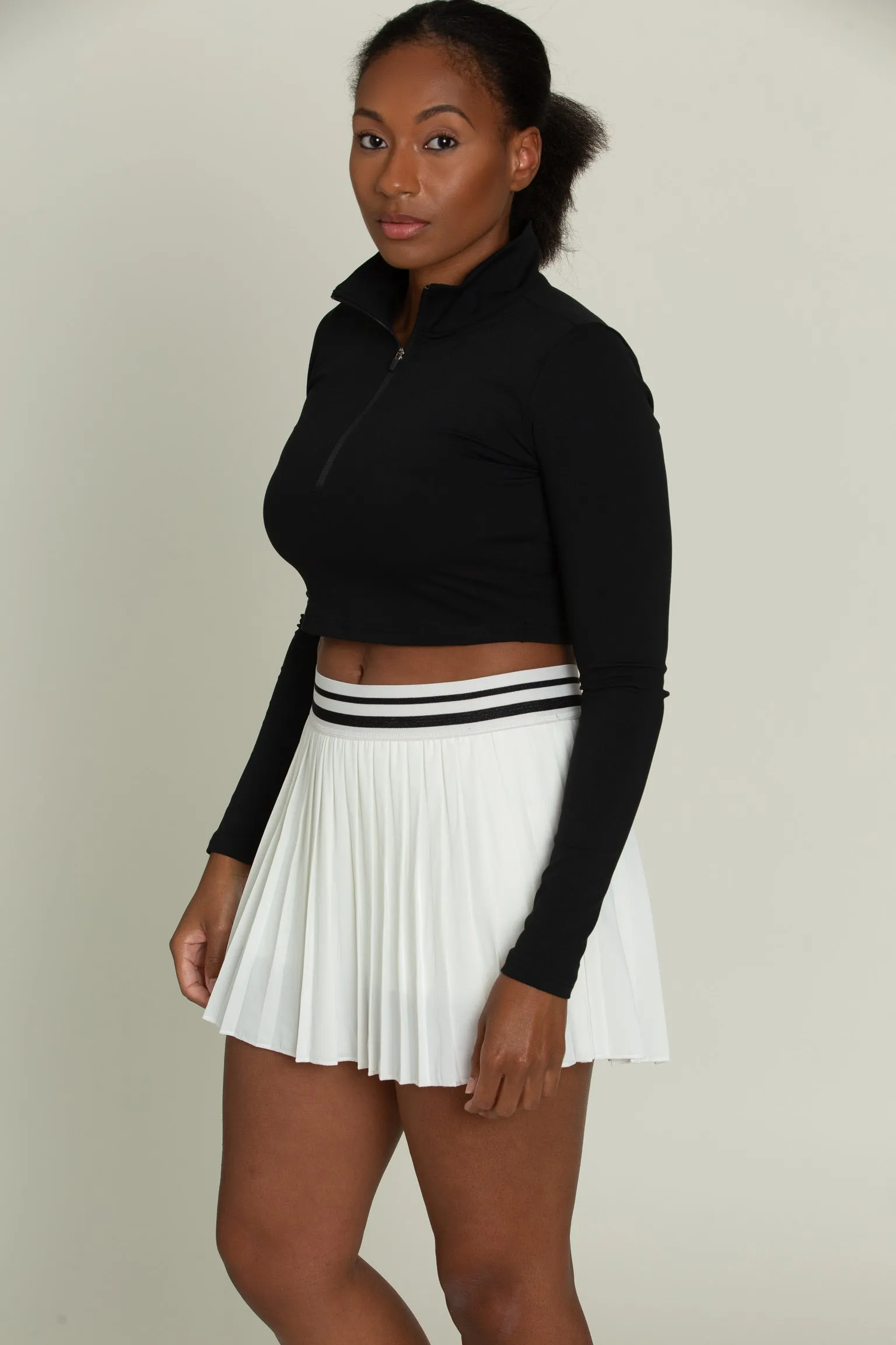 Ivory Striped Tennis Skirt