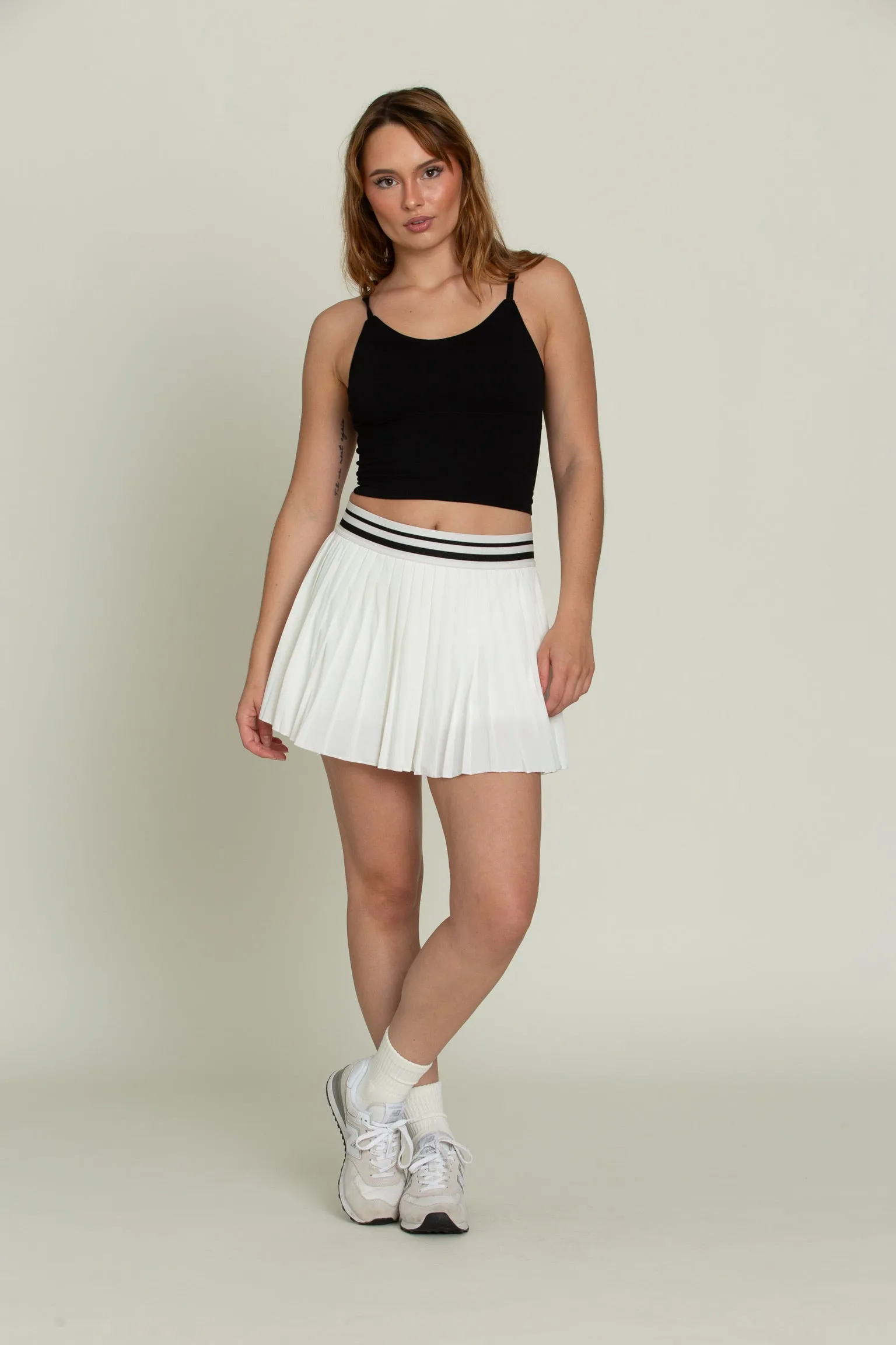 Ivory Striped Tennis Skirt