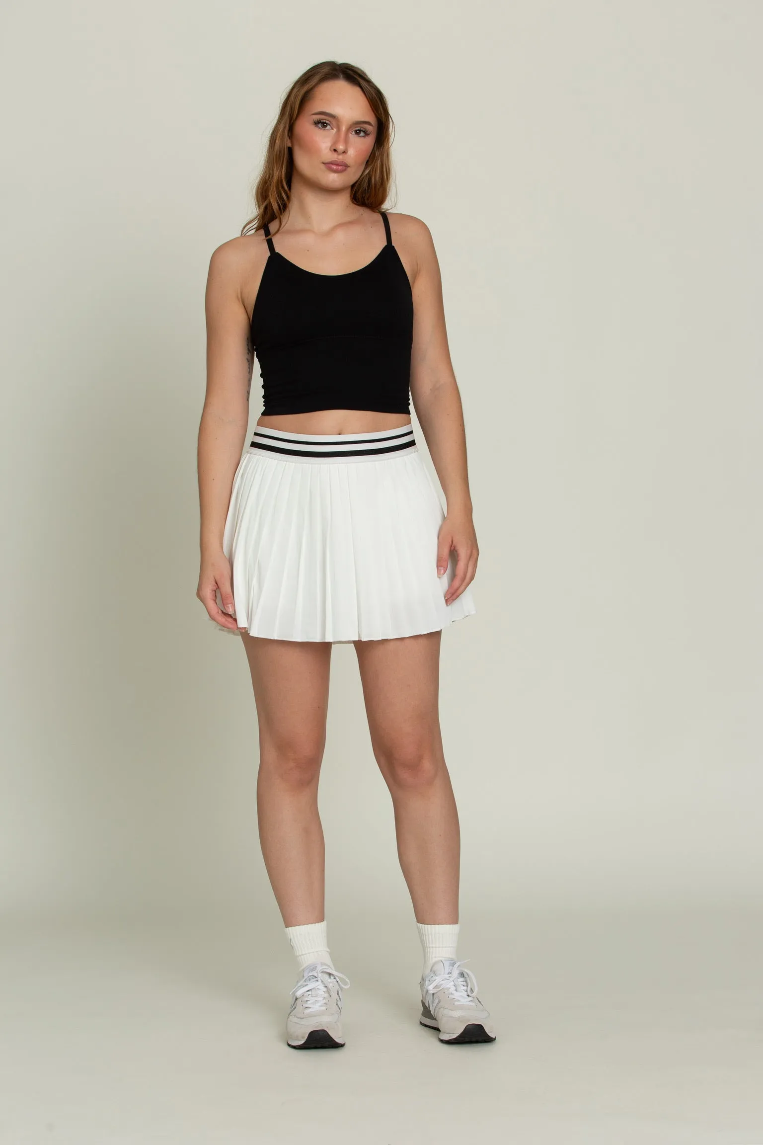 Ivory Striped Tennis Skirt