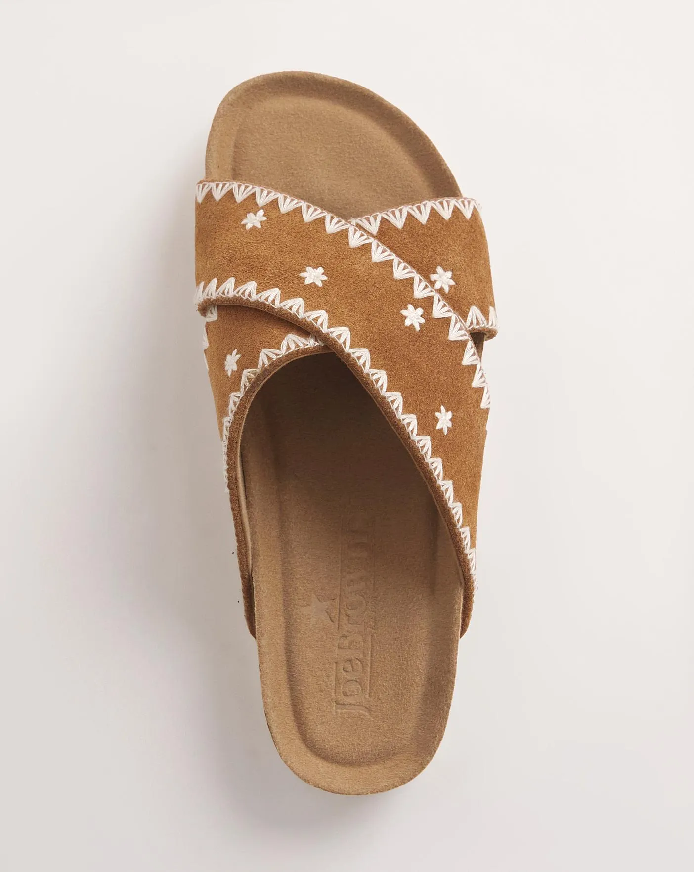 Joe Browns Cross Strap With Embroidery Slider Sandals Ex Wide Fit