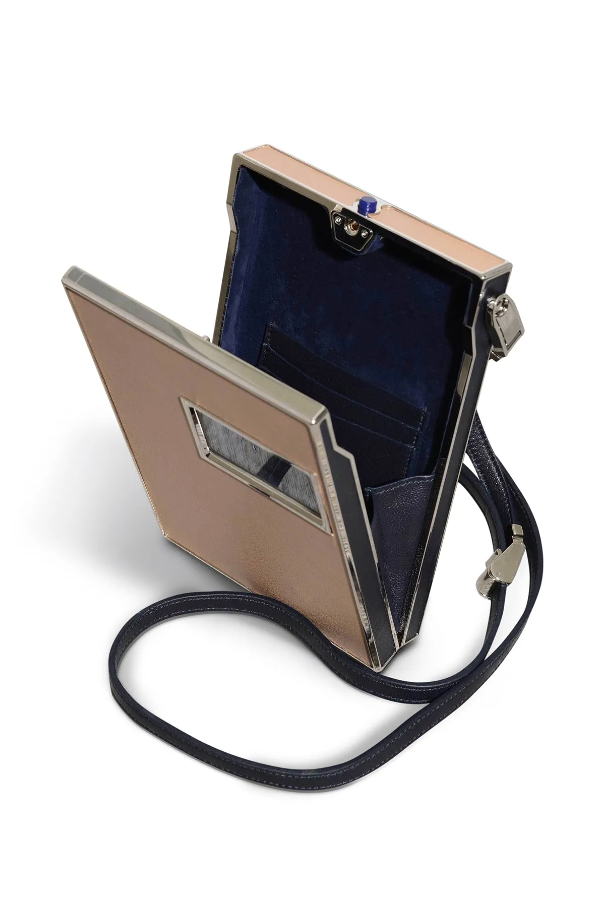 Joplin Crossbody Phone Case in Nude & Navy Nappa Leather