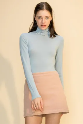 Kelusa Long Sleeve Turtleneck Body Suit - Blue