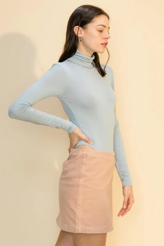 Kelusa Long Sleeve Turtleneck Body Suit - Blue