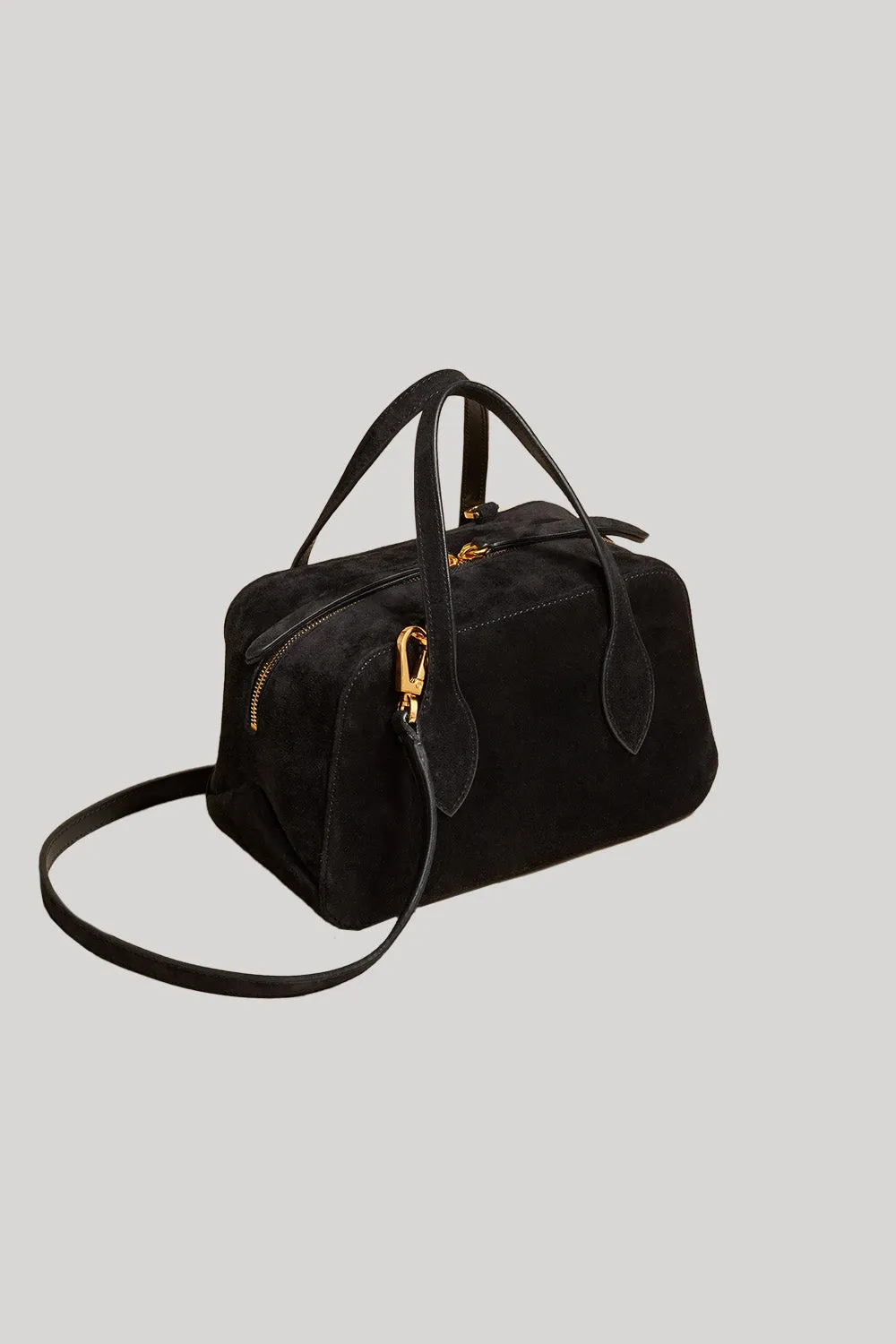 Khaite | Maeve Small Crossbody in Black Suede 