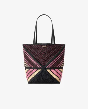 Loewe Women's Puzzle Fold Tote M Stripes  Pink/Burgundy