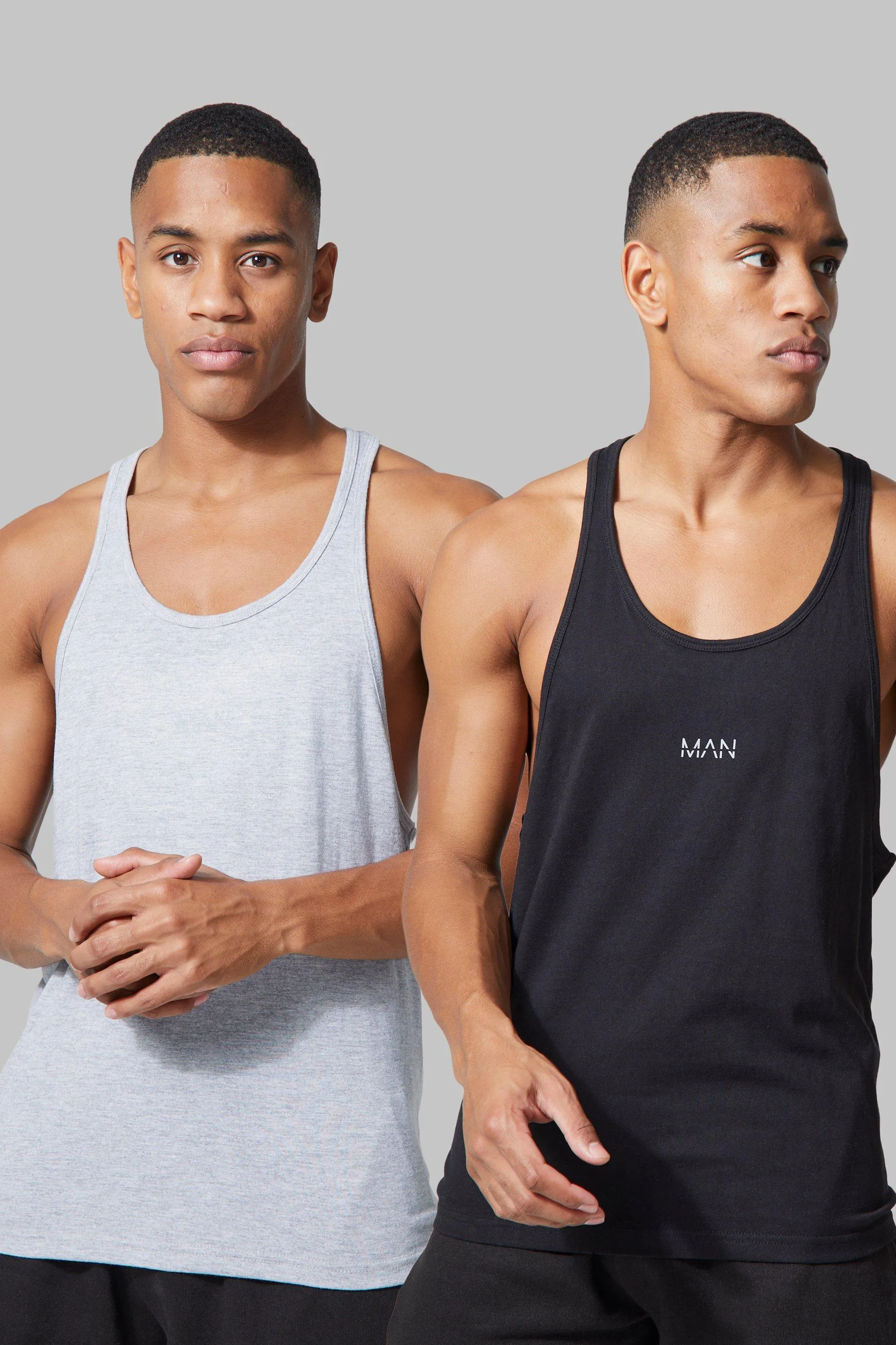 Man Active 2 Pack Stringer Vest | boohooMAN UK