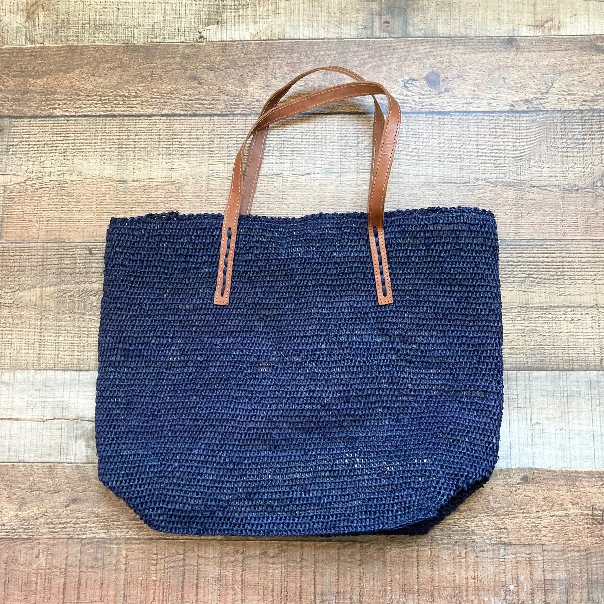 Mar Y Sol Navy Raffia Tote- (LIKE NEW)