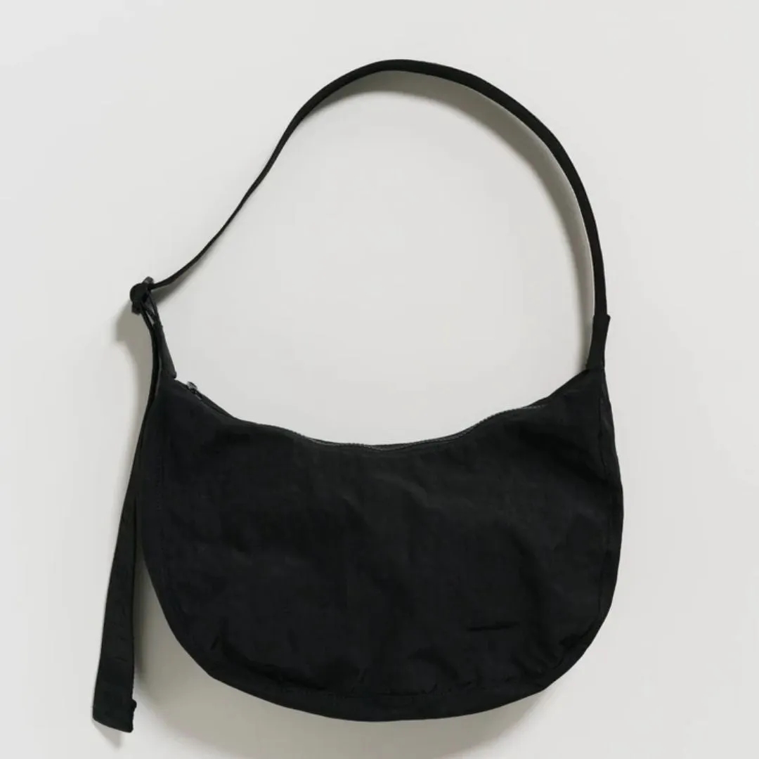 Medium Nylon Crescent Bag (Black)