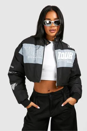 Moto Crop Bomber Jacket