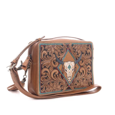 Myra Age Of The Steer Small Hand-Tooled Crossbody