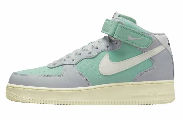 NIKE AIR FORCE 1 MID GREY FOG ENAMEL GREEN